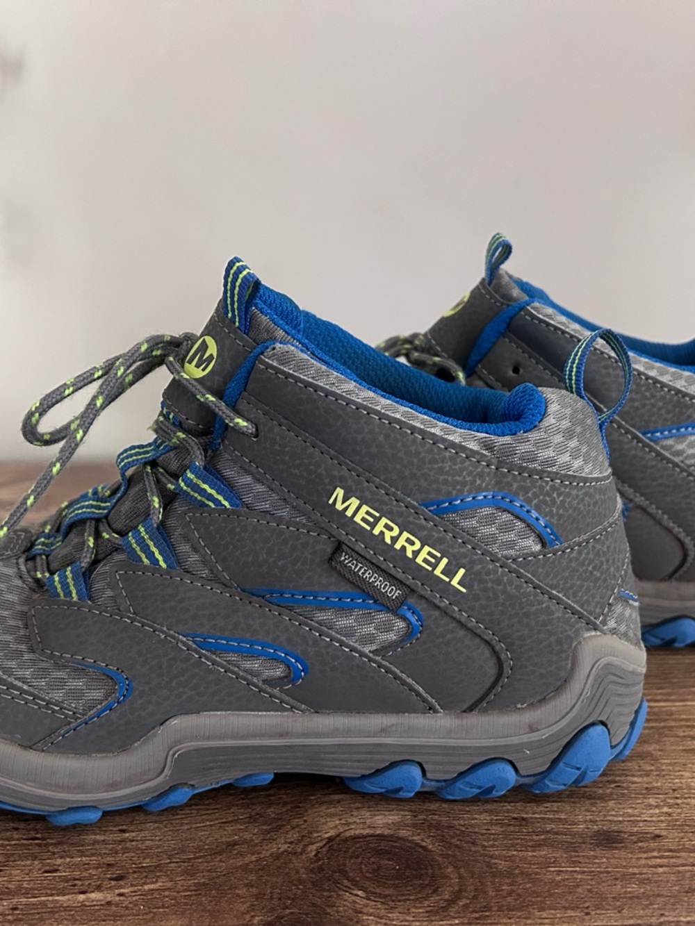 Merrell Kids Gray and Blue Waterproof Hiking Boots